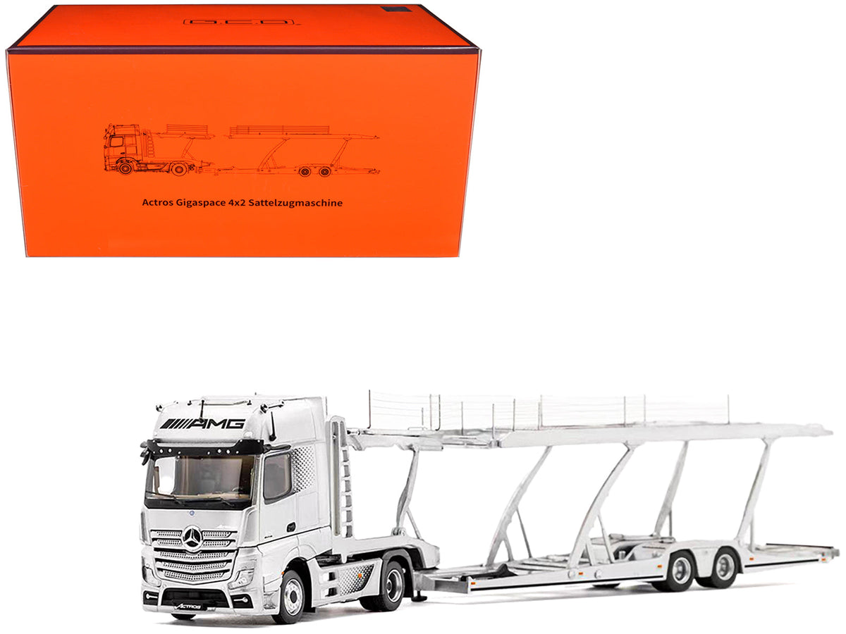 Rapid Vehicles Mercedes-Benz Actros AMG Auto Transporter Silver Metallic 1/64 Diecast Model by...