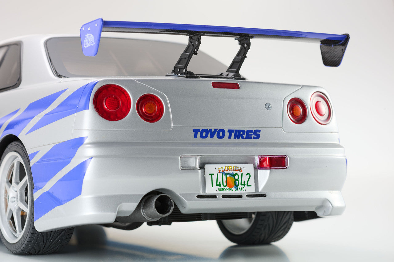 Kyosho 1999 Nissan Skyline GT-R (R34) "2 Fast 2 Furious" Silver & Blue 1:12