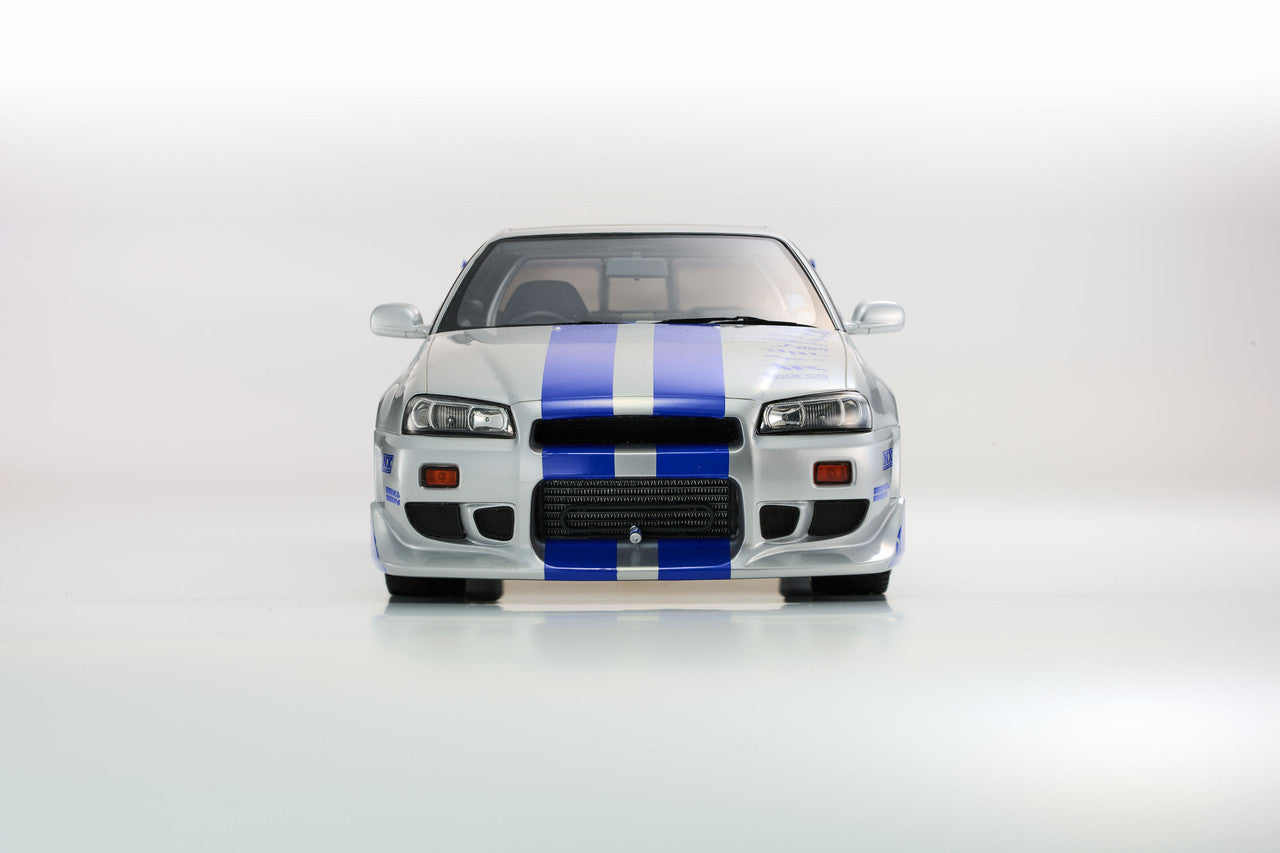 Kyosho 1999 Nissan Skyline GT-R (R34) "2 Fast 2 Furious" Silver & Blue 1:12