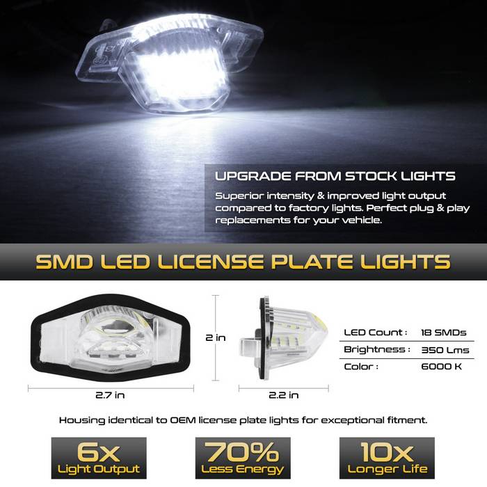 FR SPORT SPYDER Xtune 09-18 Honda Fit LED License Plate Bulb Assembly White 5500K LAC-LP-HODY08 -...