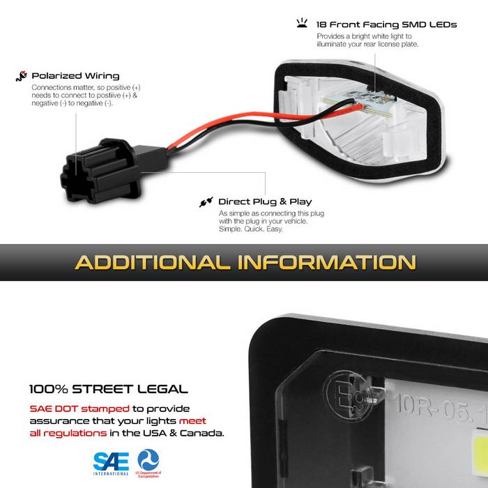 FR SPORT SPYDER Xtune 09-18 Honda Fit LED License Plate Bulb Assembly White 5500K LAC-LP-HODY08 -...