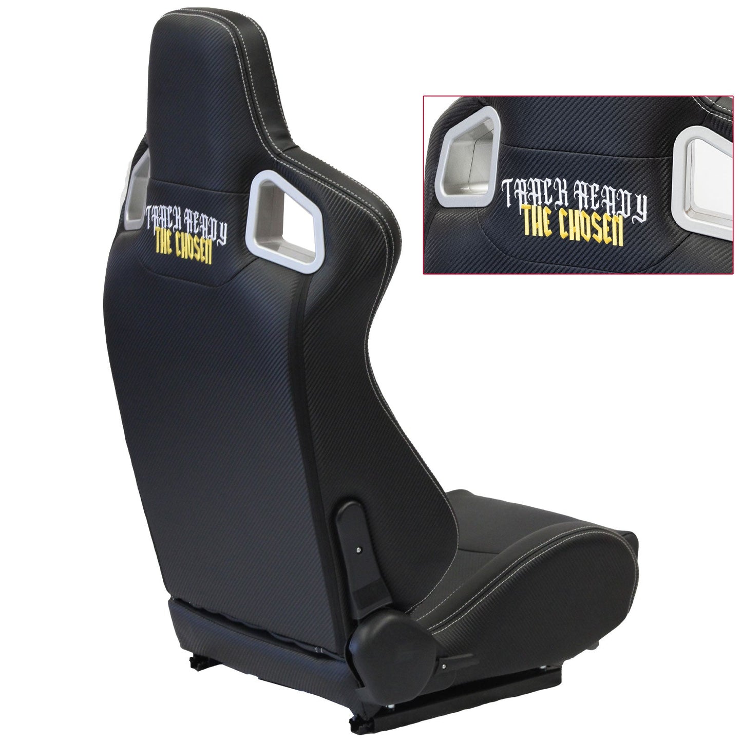 The Chosen Leather Reclinable Bull Boost Racing Bucket Seat with Slider Rails