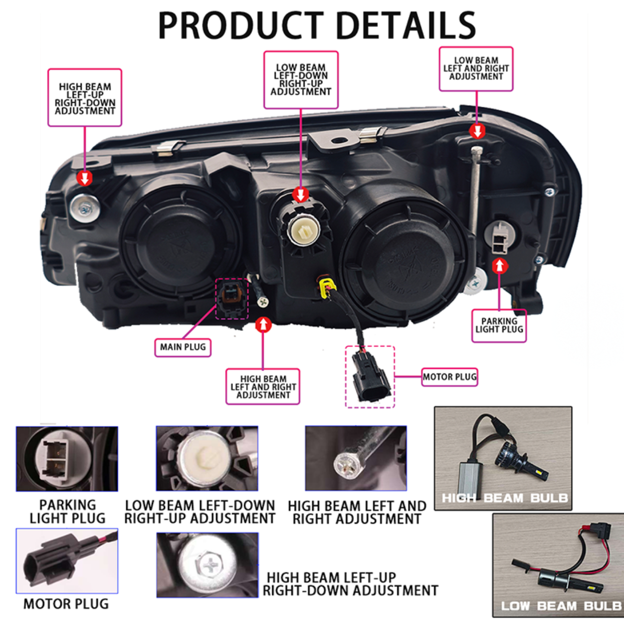 LED Headlights for Nissan Skyline R34 GTR GTT BNR34 ENR34 ER34 HR34