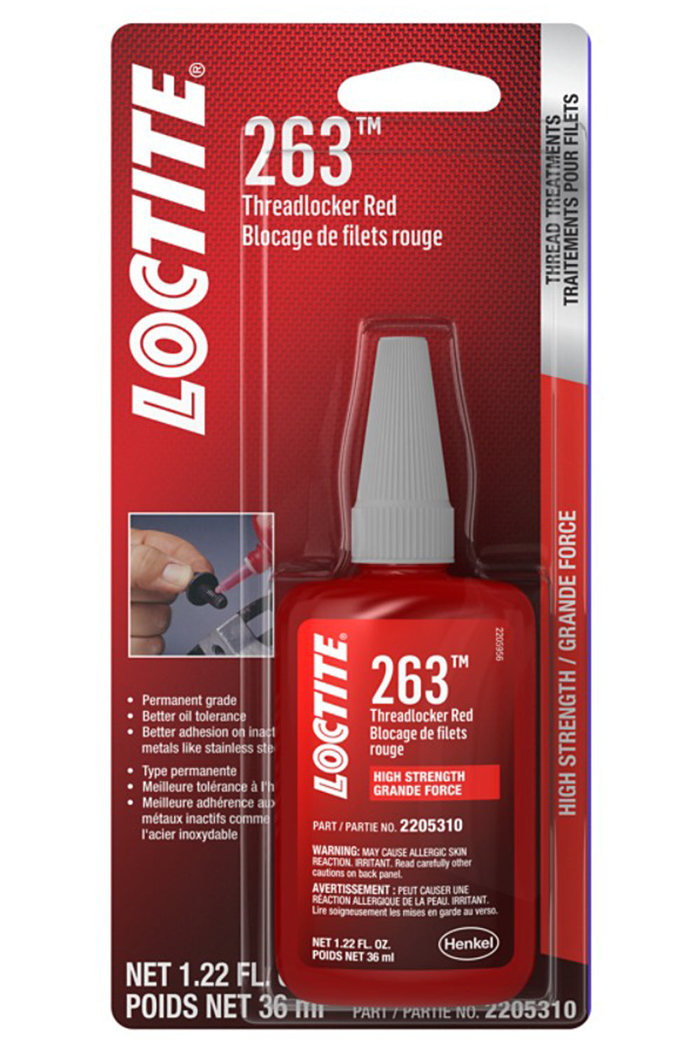 263 Threadlocker Red Su rface Insensitive 36ml - 2205310