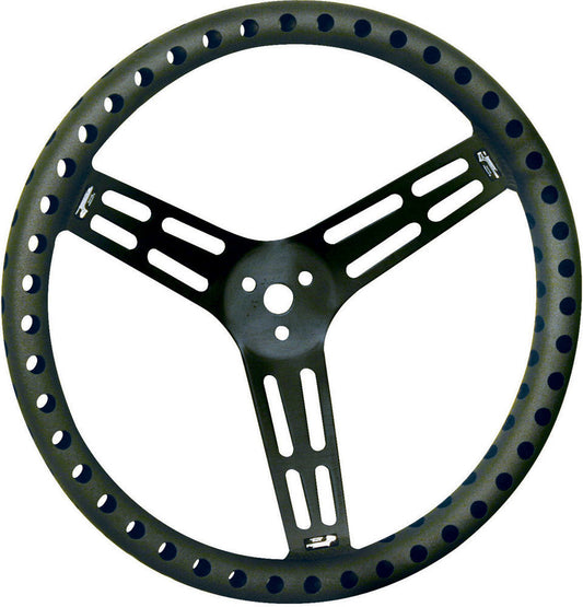 Steering Wheel 15in Dished Drilled Black - 5256838