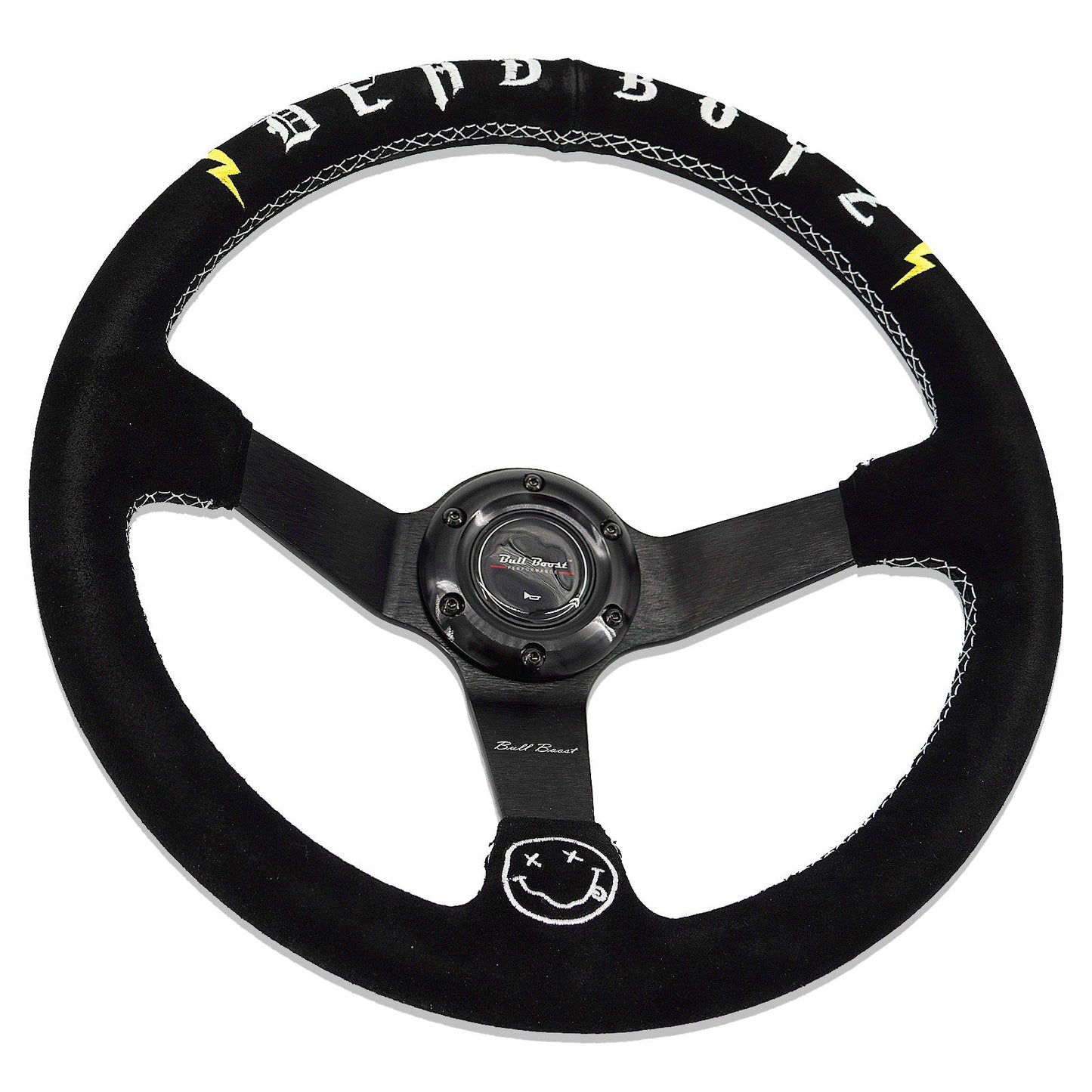 Deadboyz Universal 350mm 3"Deep Dish 6-Bolt Steering Wheel Black Suede