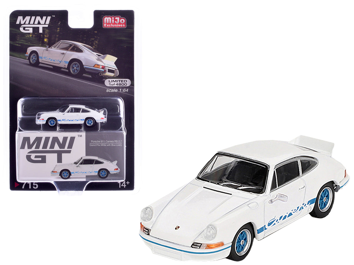 Rapid Vehicles Porsche 911 Carrera RS 2.7 Grand Prix White with Blue Stripes and Wheels Limited...