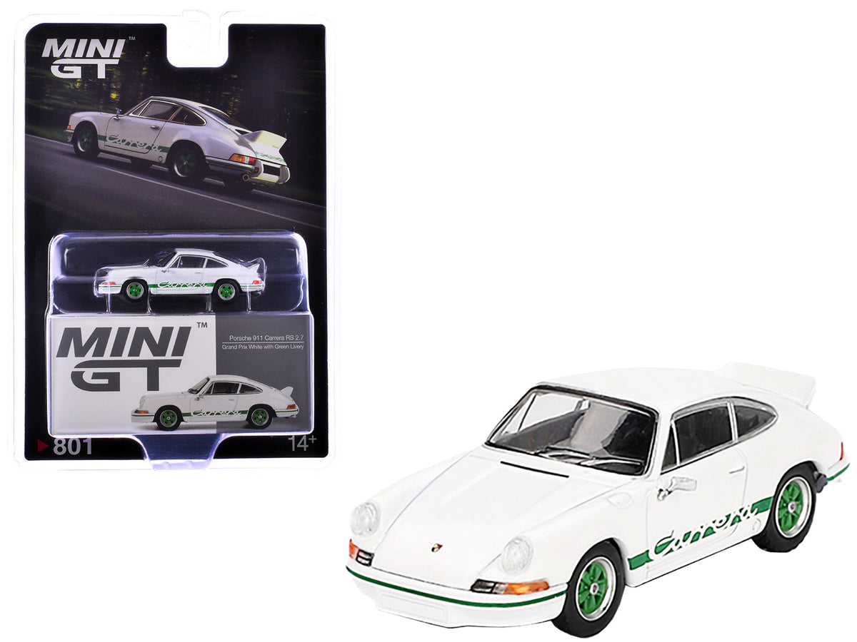 Rapid Vehicles Porsche 911 Carrera RS 2.7 Grand Prix White with Green Stripes and Wheels Limited...