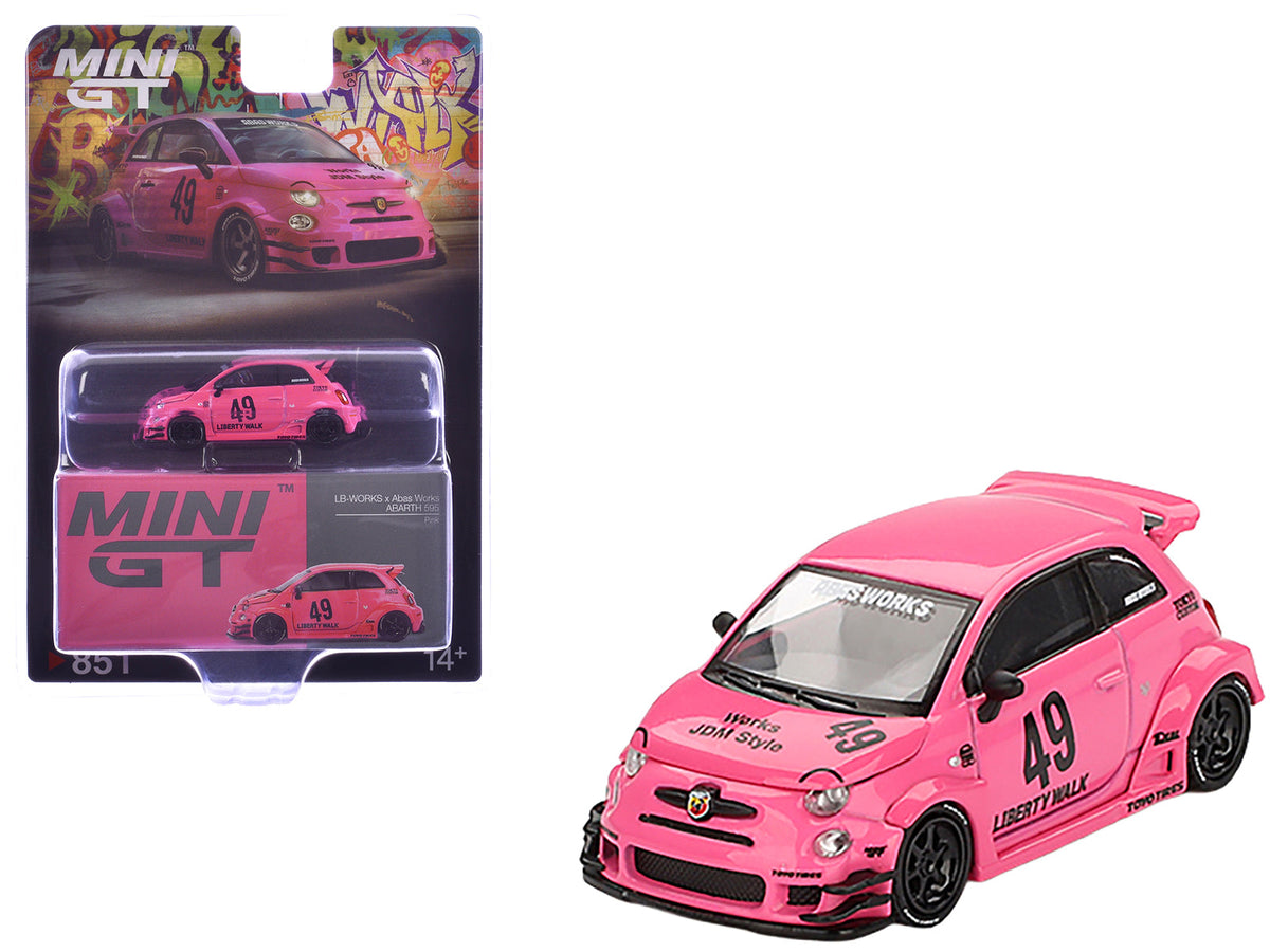 Rapid Vehicles ABARTH 595 #49 "LB-Works x Abas Works" Pink Limited Edition 1/64 Diecast Model Car...