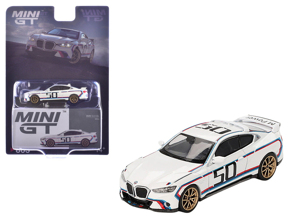 Rapid Vehicles BMW 3.0 CSL #50 White with Blue and Red Stripes and Gold Wheels Limited Edition...