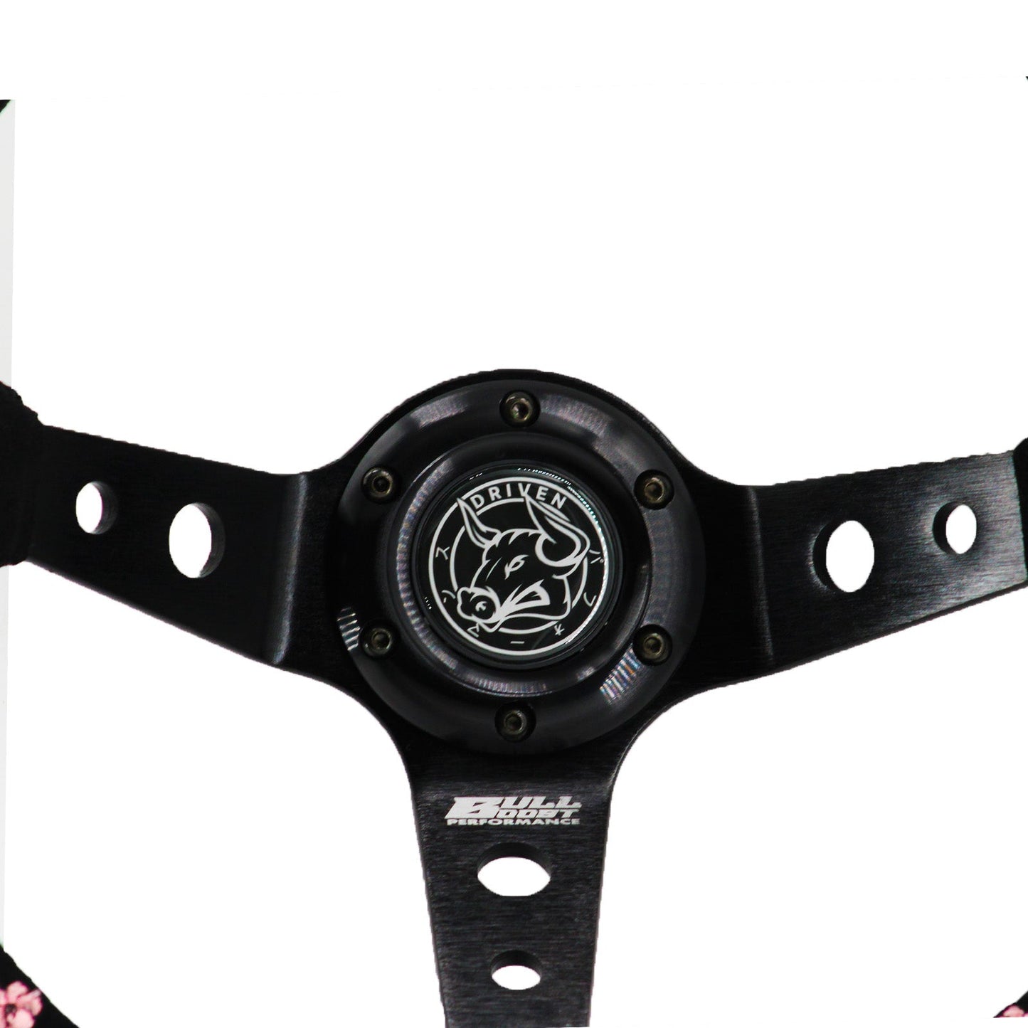 Blessed Universal 350mm 3" Deep Dish 6-Bolt Steering Wheel Red Suede Alcantara
