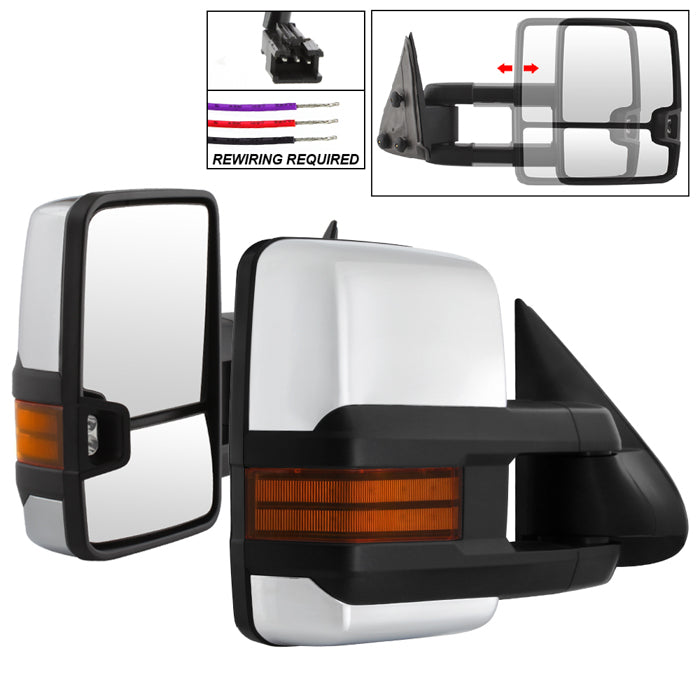 SPYDER xTune Chevy Silverado 99-06 G3 LED Signal Telescoping Mirror Chrome - SET MIR-CS03S-G3C-MA-AM-SET 9936746