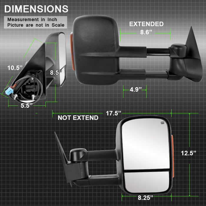 SPYDER Xtune Chevy Silverado 03-06 Manual Extendable Power Heated Adjust Mirror Right MIR-CSIL03S-PW-AM-R 9933035