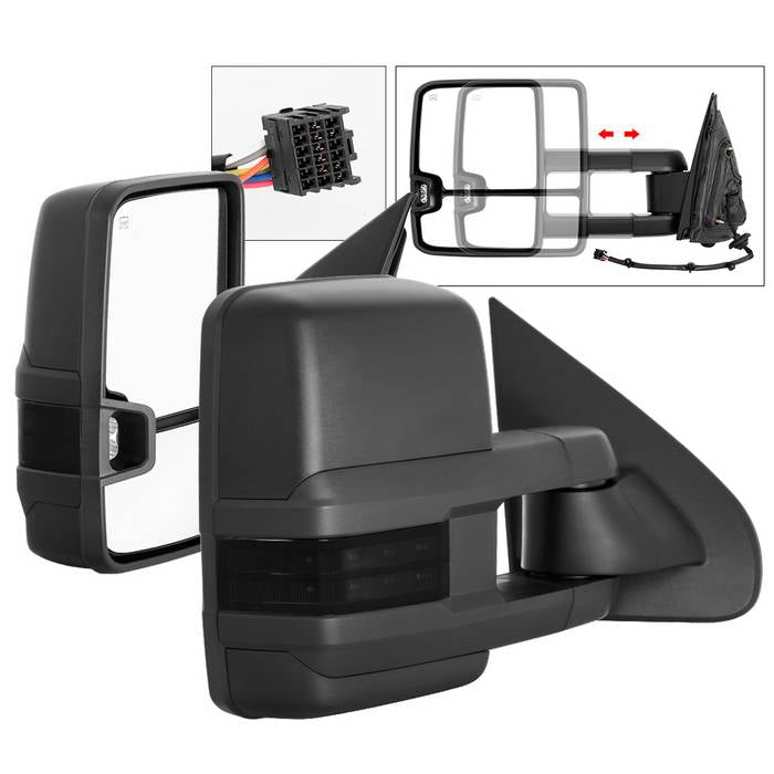 SPYDER xTune Chevy Silverado 14-16 Heated Smoke LED Signal Telescoping Mirrors MIR-CSIL14S-G2-PWH-SM-SET 9936739
