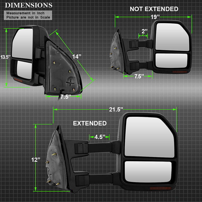 SPYDER xTune 99-07 Ford Super Duty LED Telescoping Manual Mirrors - Smk (Pair) (MIR-FDSD99S-G4-MA-RSM-SET) 9943140
