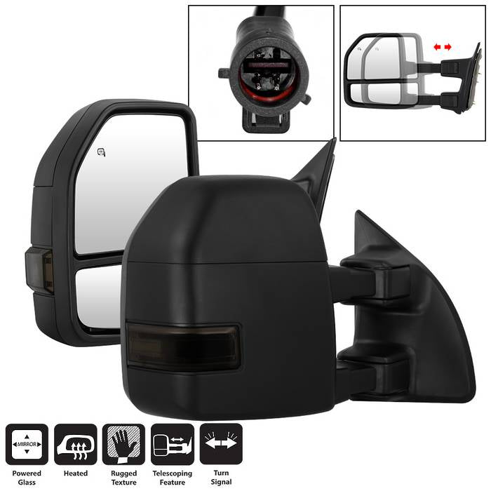 FR SPORT SPYDER xTune 99-07 Ford Super Duty Heated LED Signal Power Mirrors - Smk (Pair)...