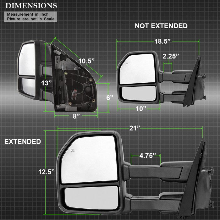 FR SPORT SPYDER xTune 15-17 Ford F-150 Heated Telescoping Mirrors (Pair) (MIR-FF15015-G4-PWH-SET)...