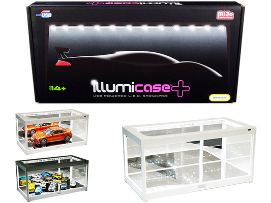 Rapid Vehicles White Collectible Display Show Case Illumicase+ with LED Lights and Mirror Base...