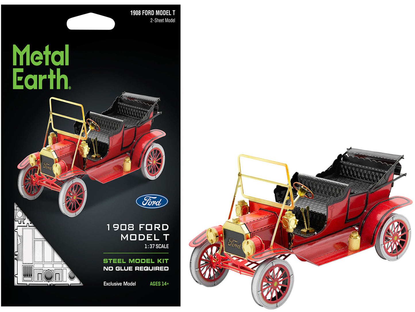 Model Kit 1908 Ford Model T Red (Moderate Difficulty) Steel Model by Metal Earth - Use code SHOPAPP15 to get 15 percent off  free shipping USA