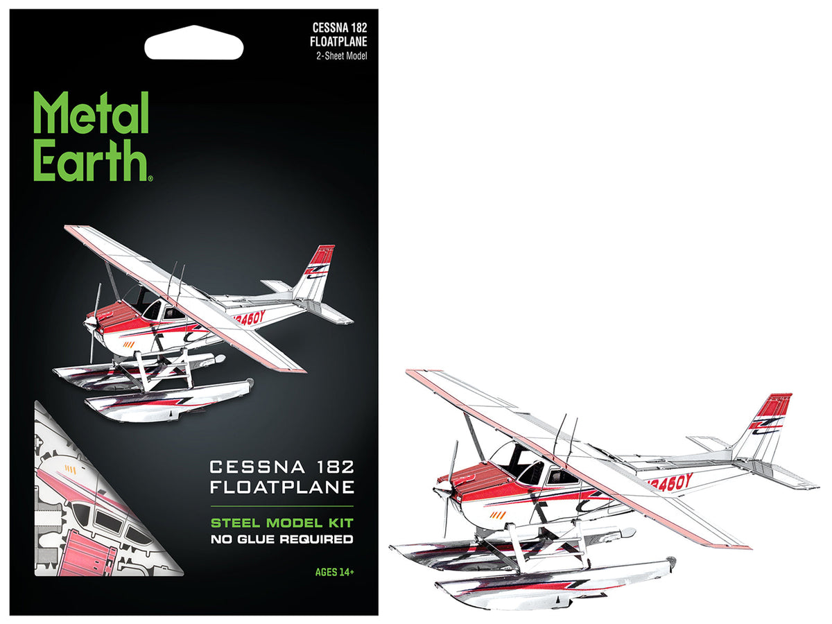 Rapid Vehicles Model Kit Cessna 182 Floatplane White and Red (Moderate Difficulty) Steel Model by...