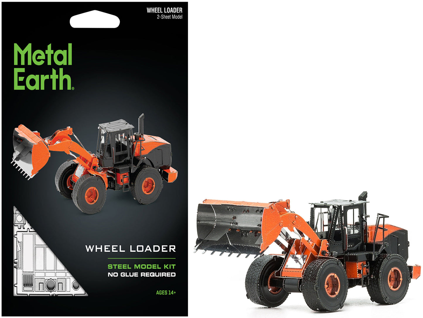 Model Kit Wheel Loader Orange and Black (Challenging Difficulty) Steel Model by Metal Earth - Use code SHOPAPP15 to get 15 percent off  free shipping USA
