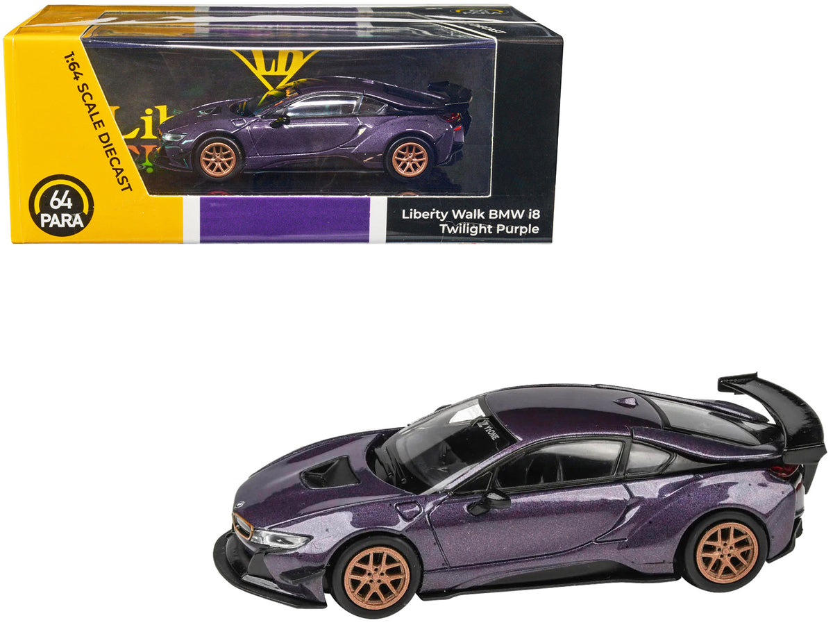 Rapid Vehicles BMW i8 Liberty Walk Twilight Purple Metallic with Gold Wheels 1/64 Diecast Model...