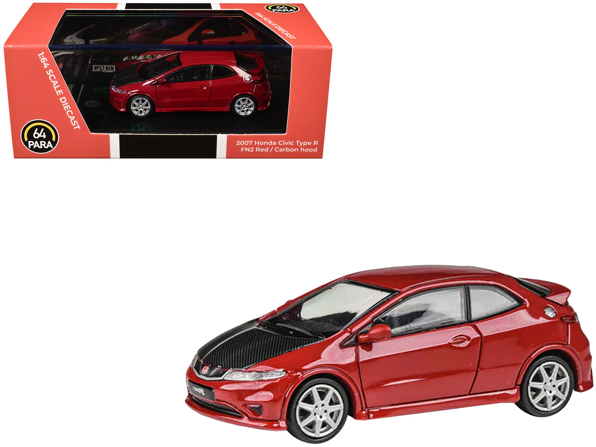 Rapid Vehicles 2007 Honda Civic Type R FN2 Milano Red with Carbon Hood 1/64 Diecast Model Car by...