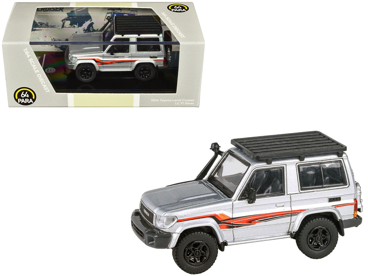 Rapid Vehicles 2014 Toyota Land Cruiser LC 71 Silver Metallic with Graphics 1/64 Diecast Model...
