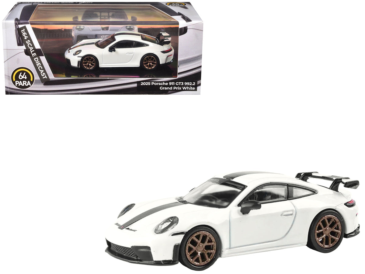 Rapid Vehicles 2025 Porsche 911 GT3 (992.2) Grand Prix White with Carbon Stripe 1/64 Diecast...