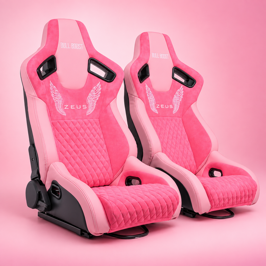 ZUES Collection Pink Bull Boost Reclinable Adjustable Racing Bucket Seat