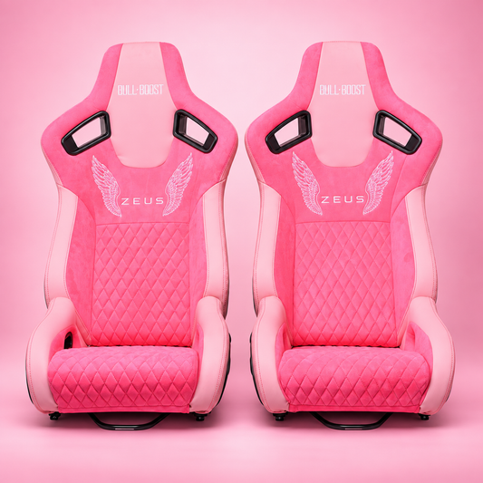 ZUES Collection Pink Bull Boost Reclinable Adjustable Racing Bucket Seat
