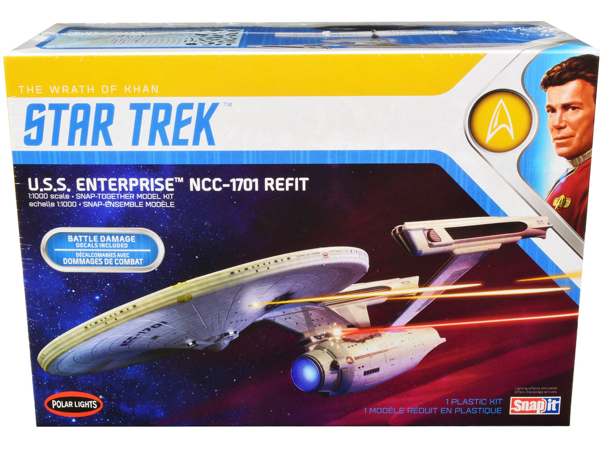 Rapid Vehicles Skill 2 Snap Model Kit U.S.S. Enterprise NCC-1701 Refit Spaceship "Star Trek II:...