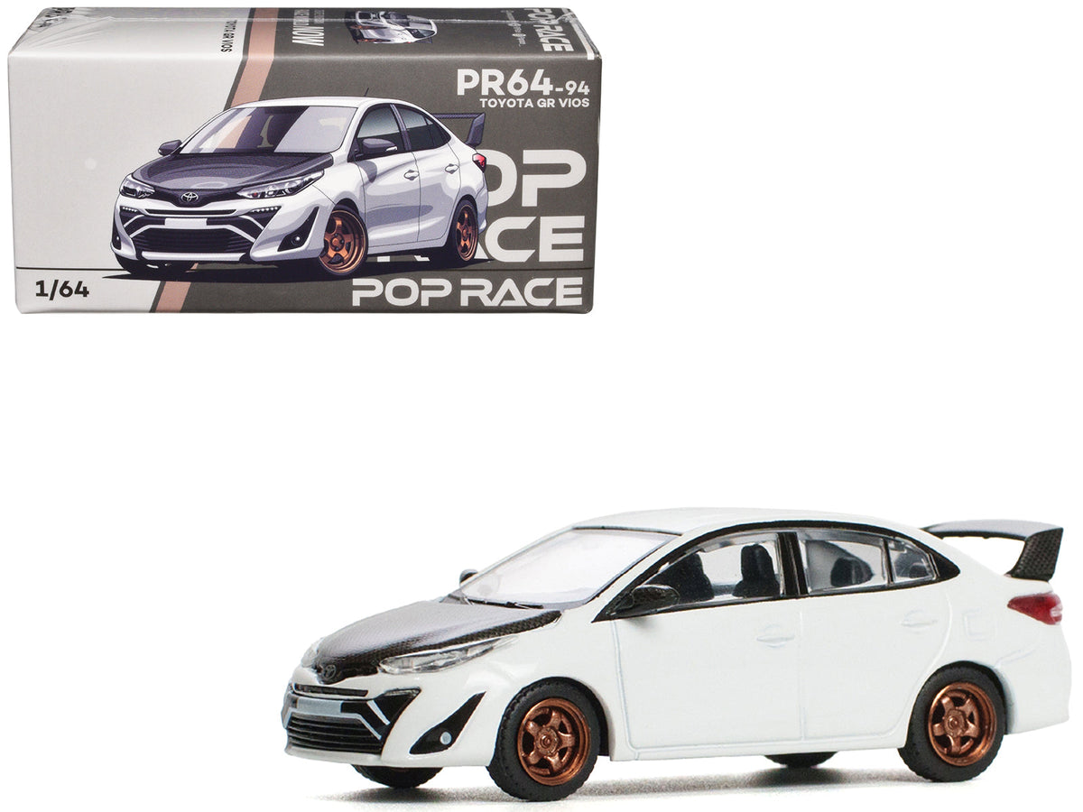 Rapid Vehicles Toyota GR Vios White with Carbon Hood 1/64 Diecast Model Car by Pop Race  free...