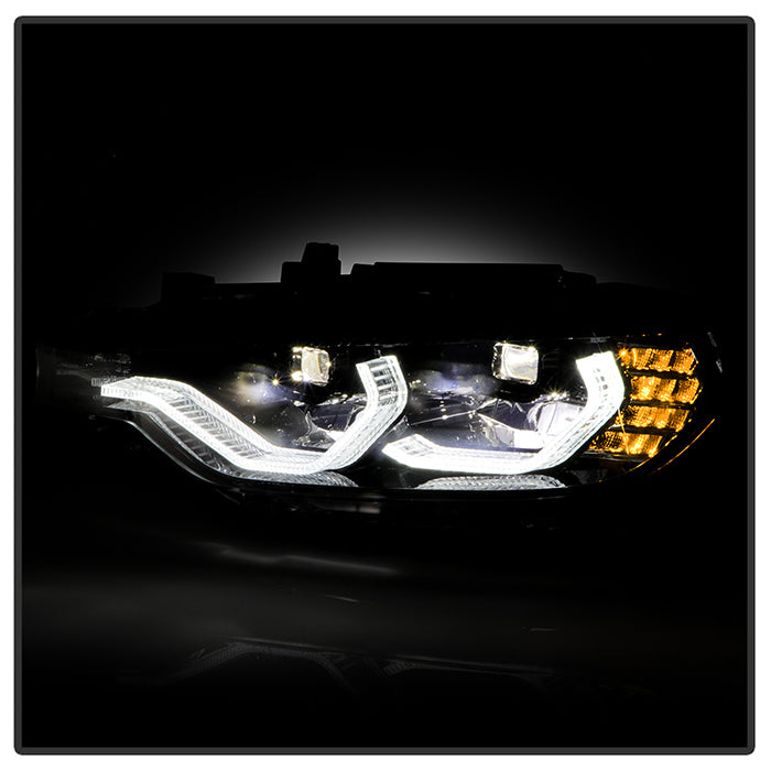 SPYDER xTune BMW F30 LED DRL Projector Headlights - Black (PRO-JH-BMWF3012-LED-BK) 9950421