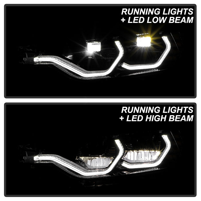 SPYDER xTune BMW F30 (Halogen Model) w/ LED DRL Projector Headlights - Blk Smoke PRO-JH-BMWF3012-LED-BSM 9950445