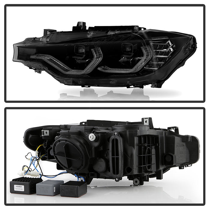 SPYDER xTune BMW F30 (Halogen Model) w/ LED DRL Projector Headlights - Blk Smoke PRO-JH-BMWF3012-LED-BSM 9950445