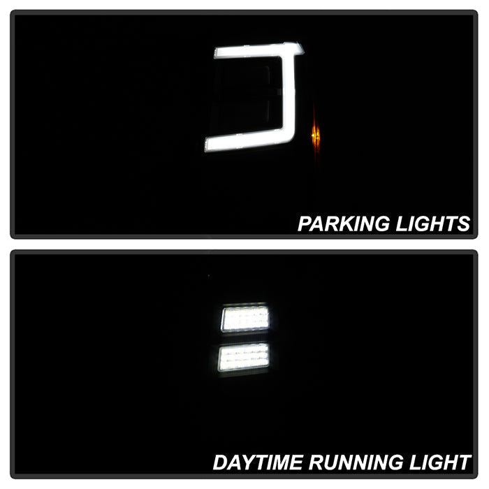 xTune 07-14 Cadillac Escalade DRL LED Light Bar Proj. Headlights - Black Smoked PRO-JH-CAES07-LB-BSM 9049071