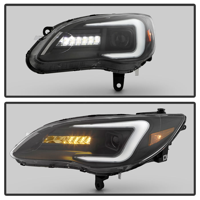 SPYDER xTune Chrysler 200 11-14 Halogen Proj. Headlights w/ Light Bar - Blk PRO-JH-CHR211-LBDRL-BK 9055546