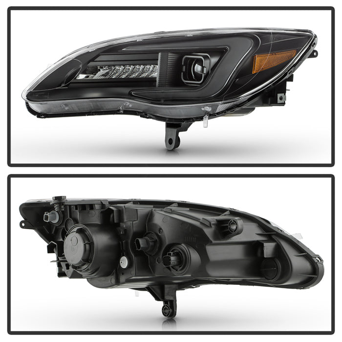 SPYDER xTune Chrysler 200 11-14 Halogen Proj. Headlights w/ Light Bar - Blk PRO-JH-CHR211-LBDRL-BK 9055546