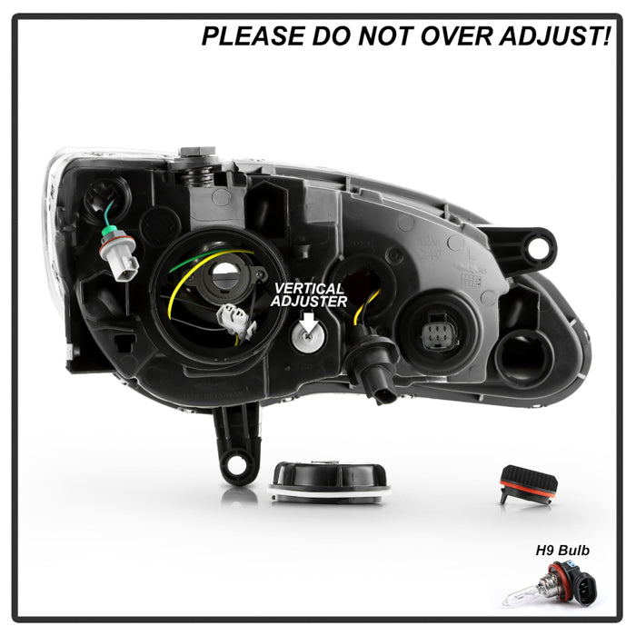 SPYDER xTune Chrysler 200 11-14 Halogen Proj. Headlights w/ Light Bar - Chrome PRO-JH-CHR211-LBDRL-C 9055553