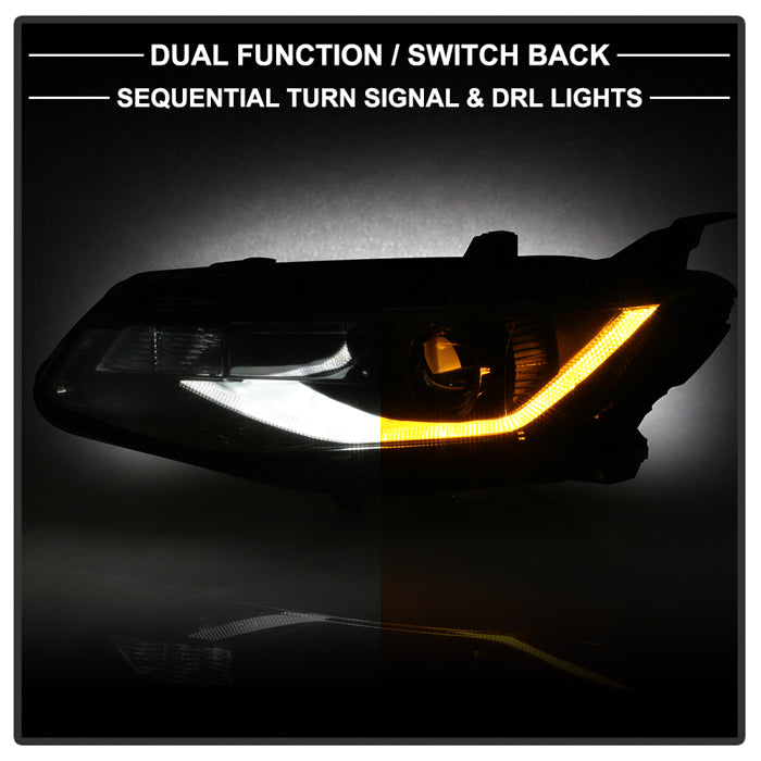 SPYDER 16-18 Chevy Malibu LED Switch Sequential Signal Projector Headlights - Black 9937200