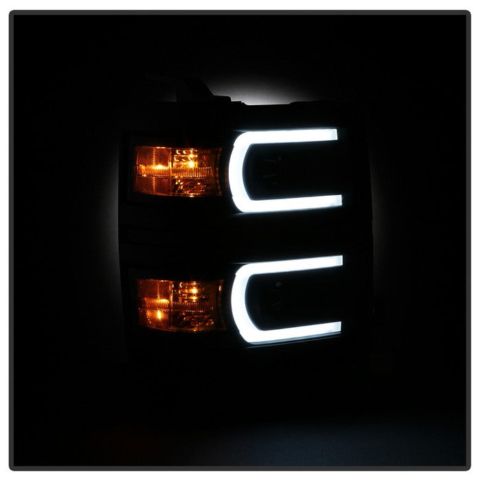 SPYDER Xtune Chevy Silverado 1500 14-15 Projector Headlights Light Bar Drl Smoked PRO-JH-CS14-LBDRL-BSM 9034978
