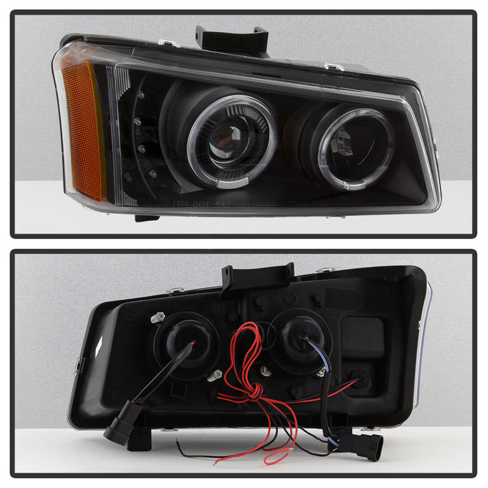 SPYDER xTune Chevy Silverado 03-06 Projector Headlights 4pcs - LED Halo - Black PRO-JH-CSIL03-SET-BK 9036774