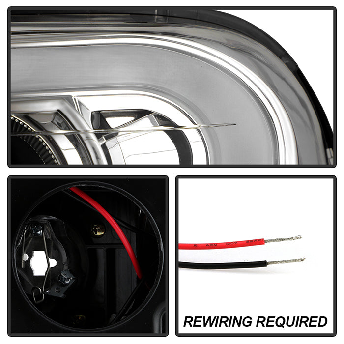 SPYDER xTune 02-09 Chevrolet Trailblazer Projector Headlights Light Bar DRL - Chrome (PRO-JH-CTB02-LBDRL-C) 9050756