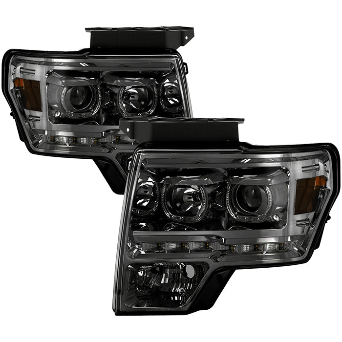 FR SPORT SPYDER Xtune Ford F150 09-14 Projector Headlights Halogen Model Only LED Halo Smoked...