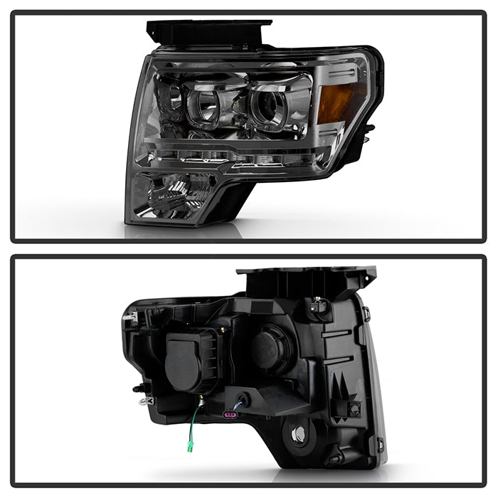 FR SPORT SPYDER Xtune Ford F150 09-14 Projector Headlights Halogen Model Only LED Halo Smoked...