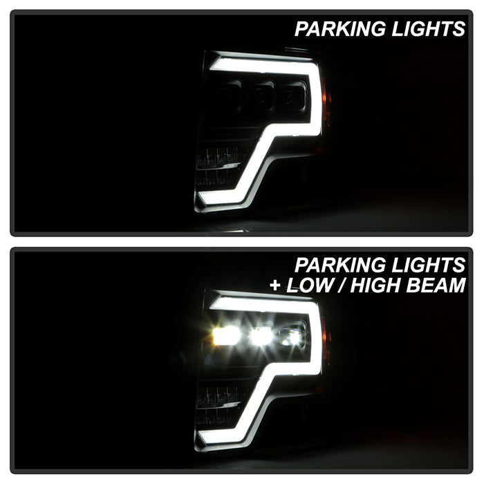 xTune Ford F150 09-14 Projector Headlights - Halogen Model Only - Black PRO-JH-FF15009-FLED-BK 9050206