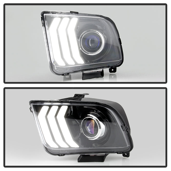 xTune Ford Mustang 05-09 Halogen w LED DRL Projector Headlights - Black PRO-JH-FM05-LED-BK 9949364