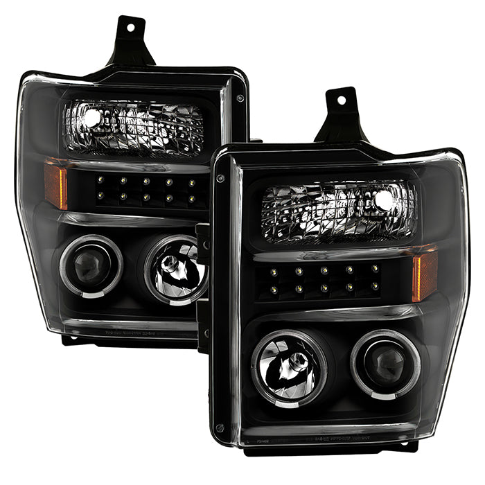 FR SPORT SPYDER Xtune Ford F250/350/450 Super Duty 08-10 Projector Headlights LED Halo Black...