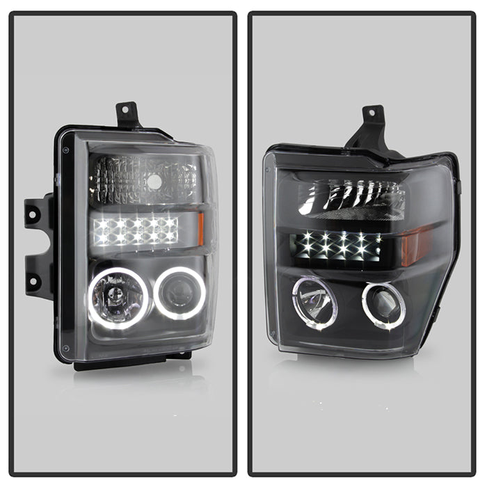 FR SPORT SPYDER Xtune Ford F250/350/450 Super Duty 08-10 Projector Headlights LED Halo Black...